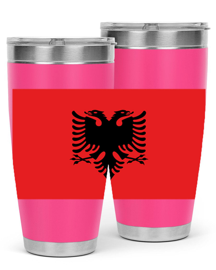 Albania 196# Tumbler featuring double wall vacuum insulation and vibrant flag design.