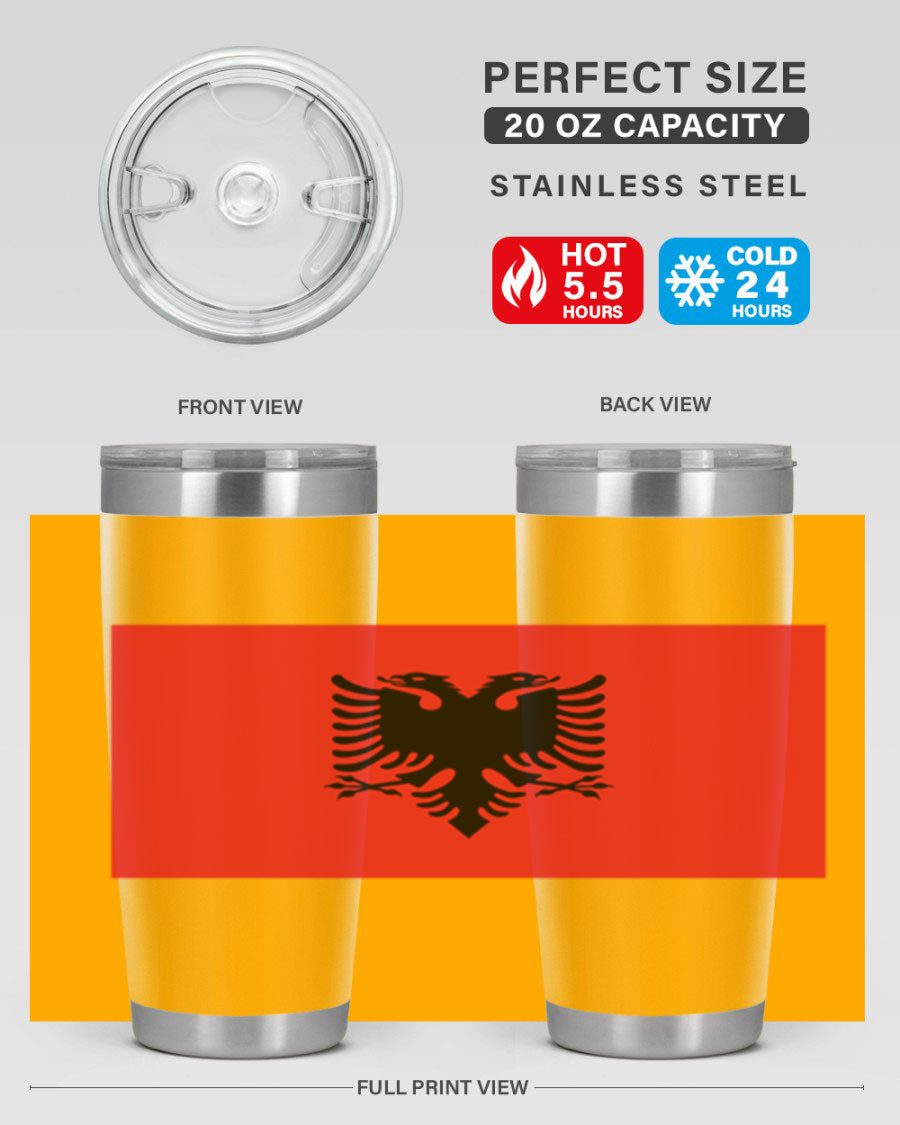Albania 196# Tumbler featuring double wall vacuum insulation and vibrant flag design.