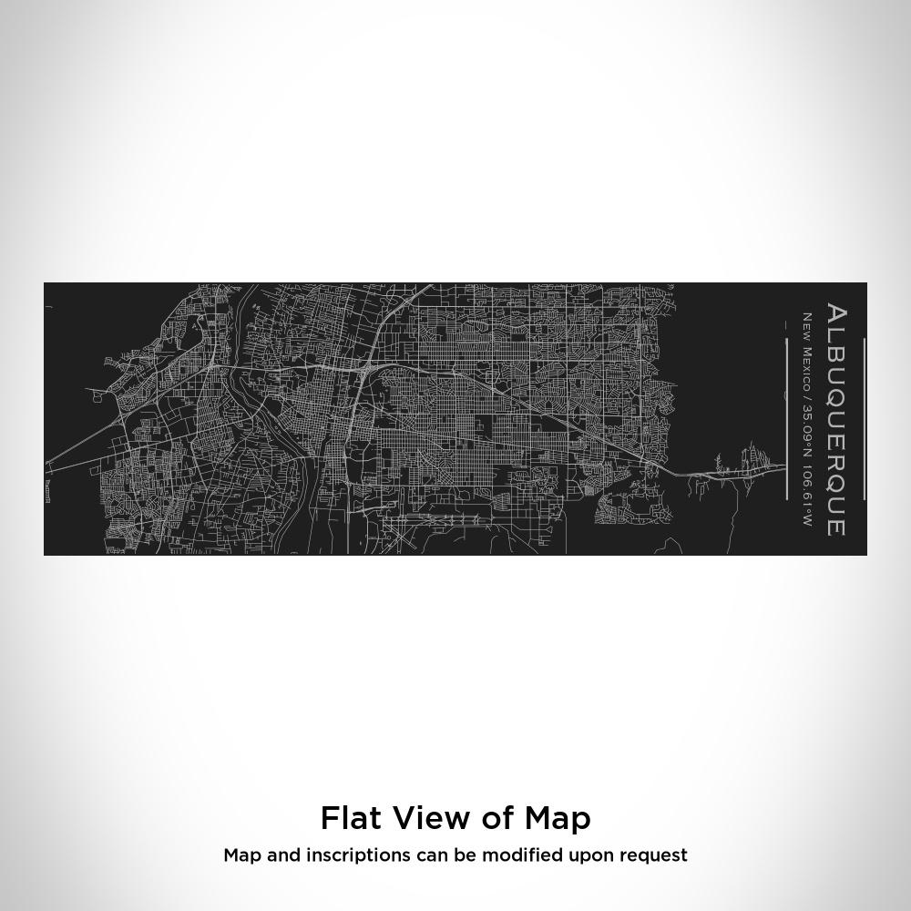 Matte black insulated cup featuring a custom engraved map of Albuquerque, New Mexico with coordinates.