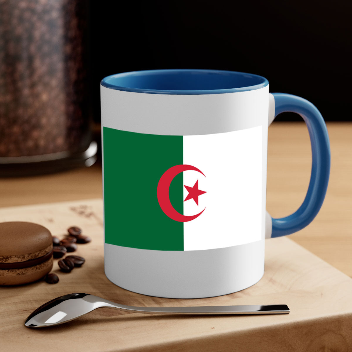 Algeria 195# Mug featuring a glossy finish with a colored handle and interior, available in multiple colors.