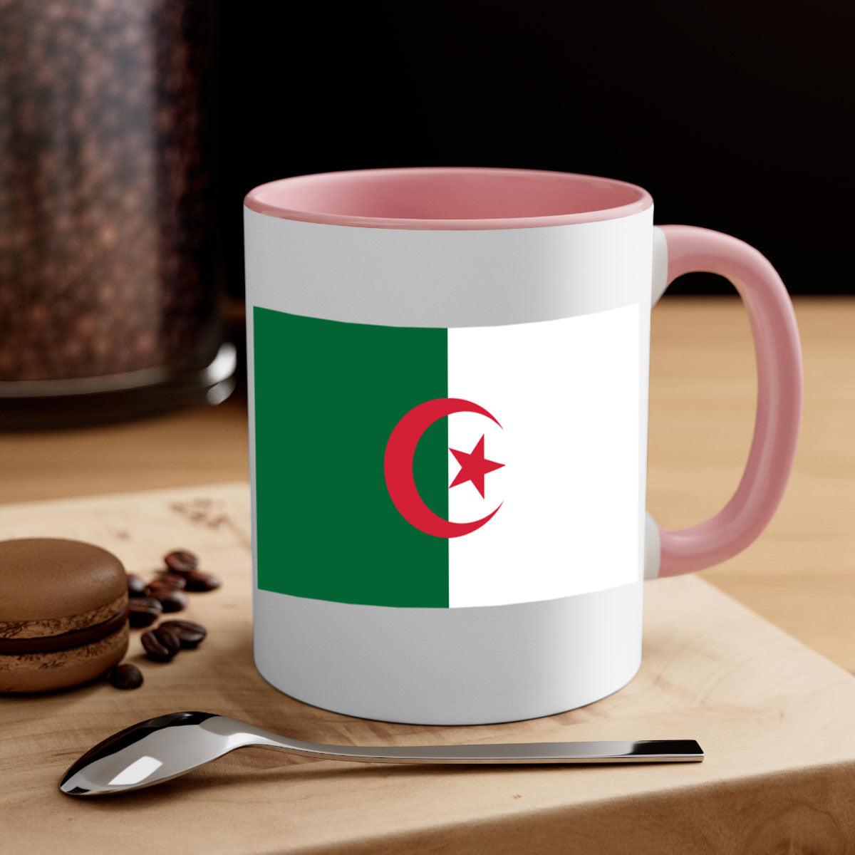 Algeria 195# Mug featuring a glossy finish with a colored handle and interior, available in multiple colors.