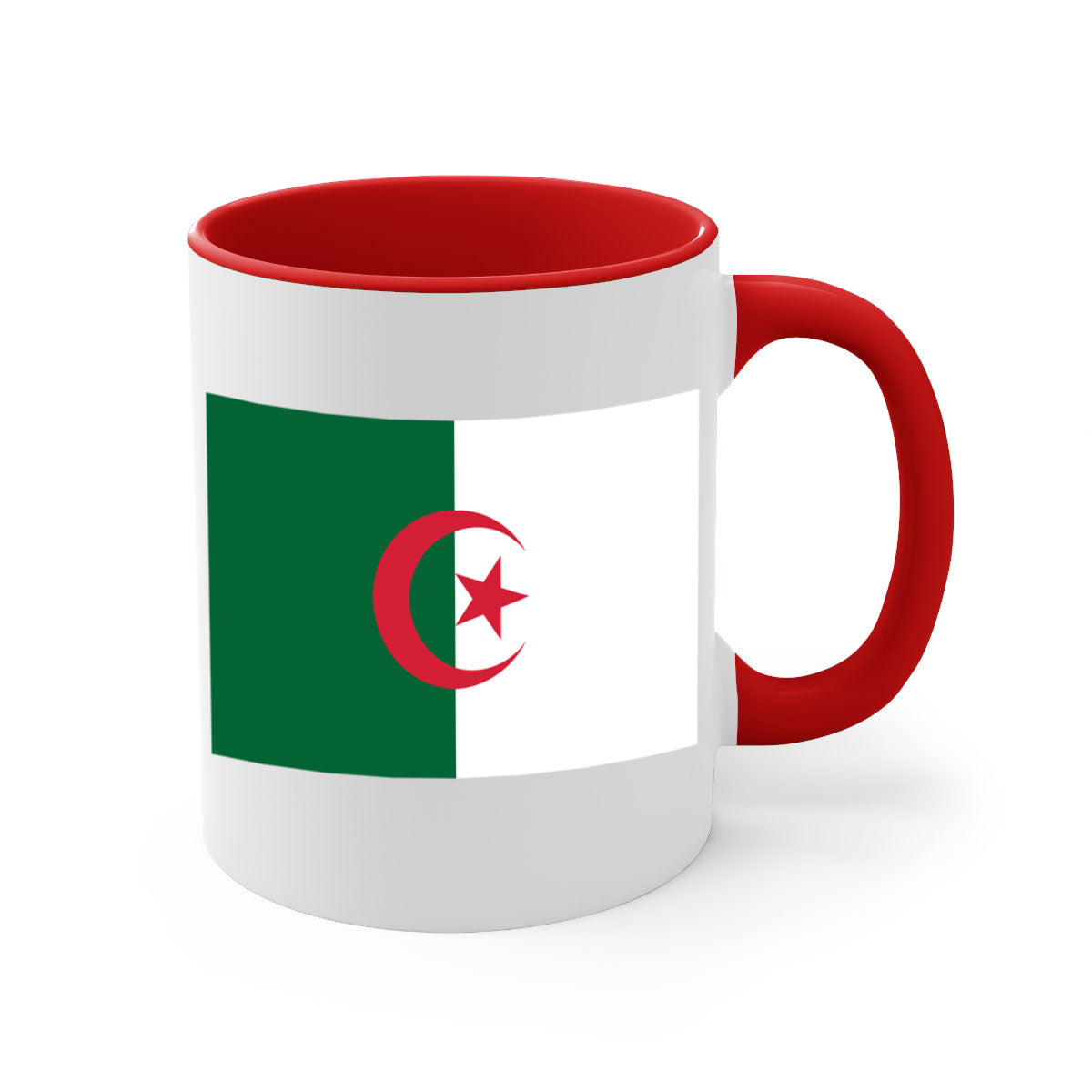 Algeria 195# Mug featuring a glossy finish with a colored handle and interior, available in multiple colors.