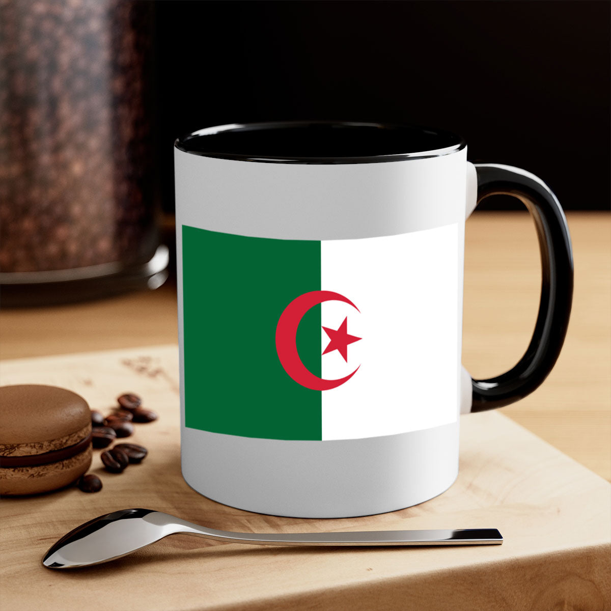 Algeria 195# Mug featuring a glossy finish with a colored handle and interior, available in multiple colors.