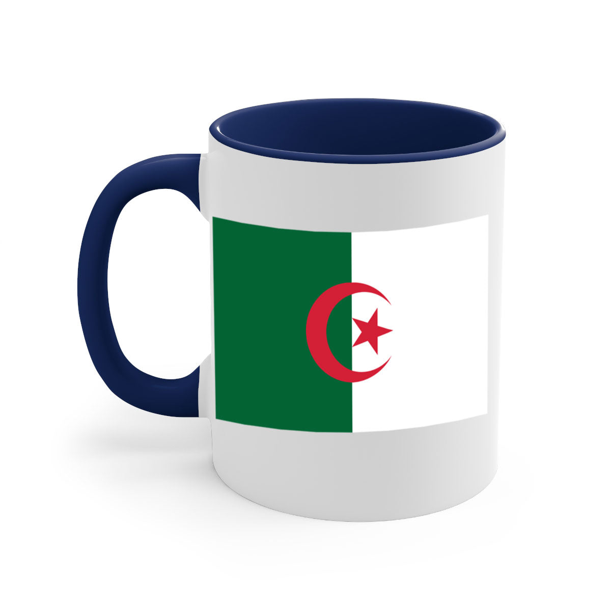 Algeria 195# Mug featuring a glossy finish with a colored handle and interior, available in multiple colors.