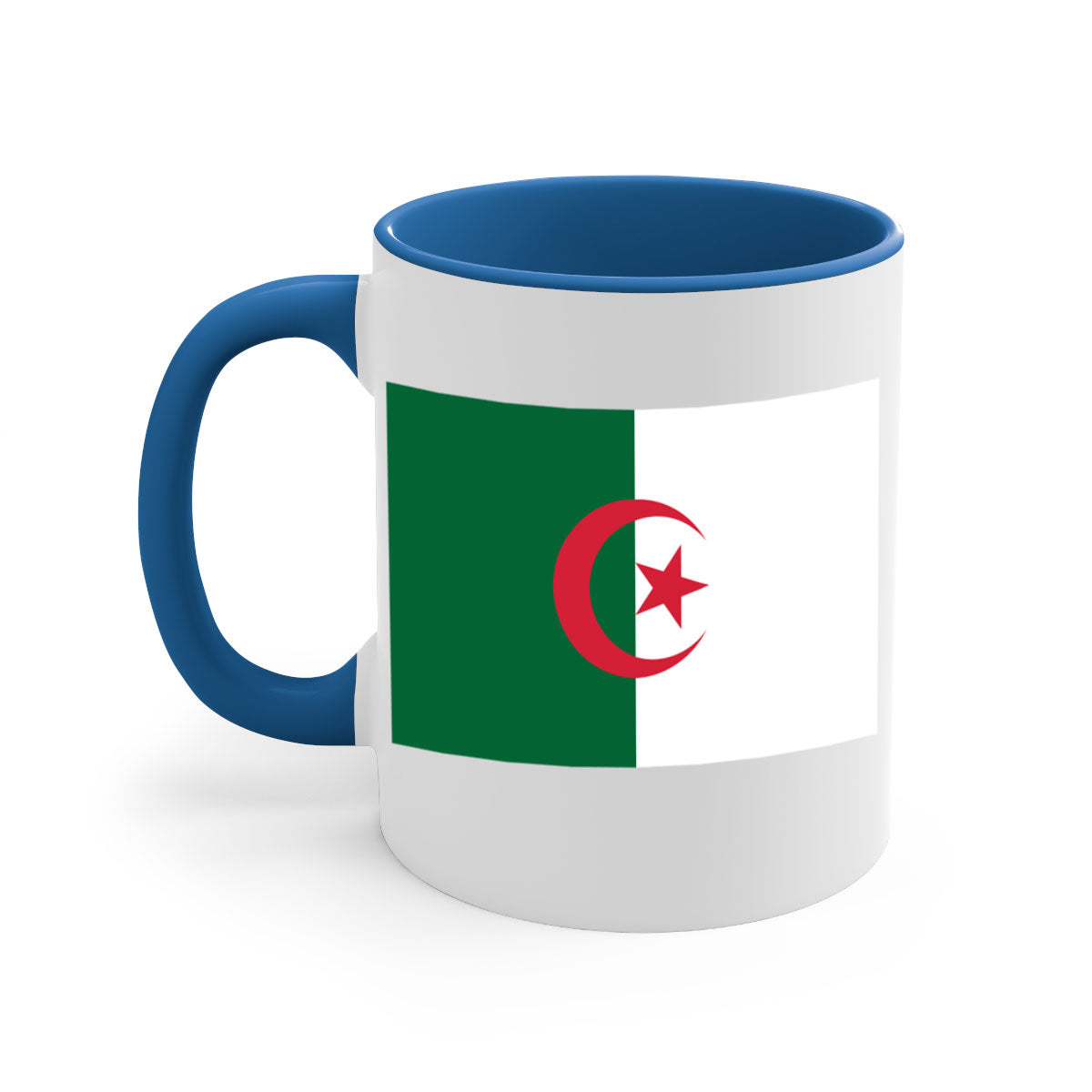 Algeria 195# Mug featuring a glossy finish with a colored handle and interior, available in multiple colors.