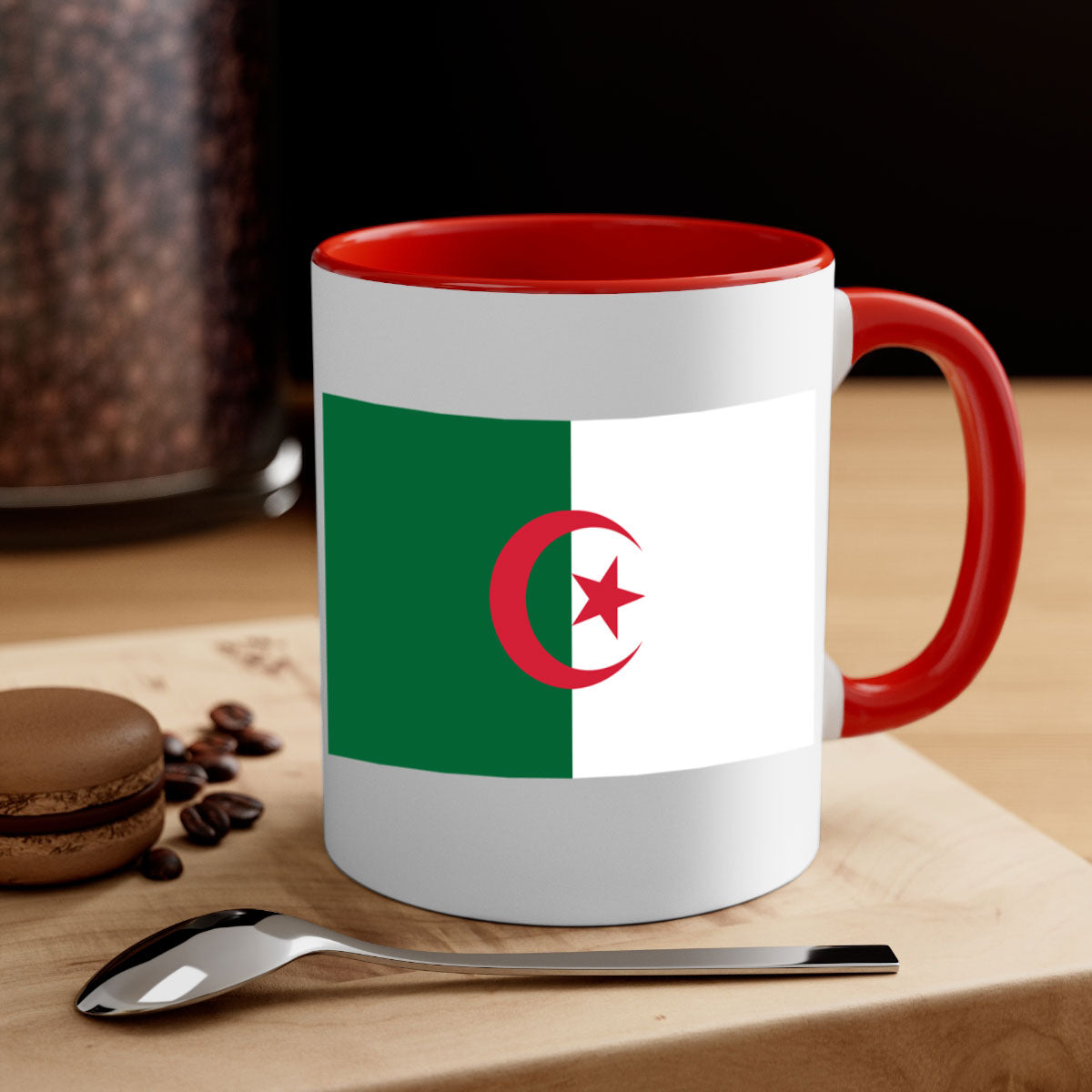 Algeria 195# Mug featuring a glossy finish with a colored handle and interior, available in multiple colors.