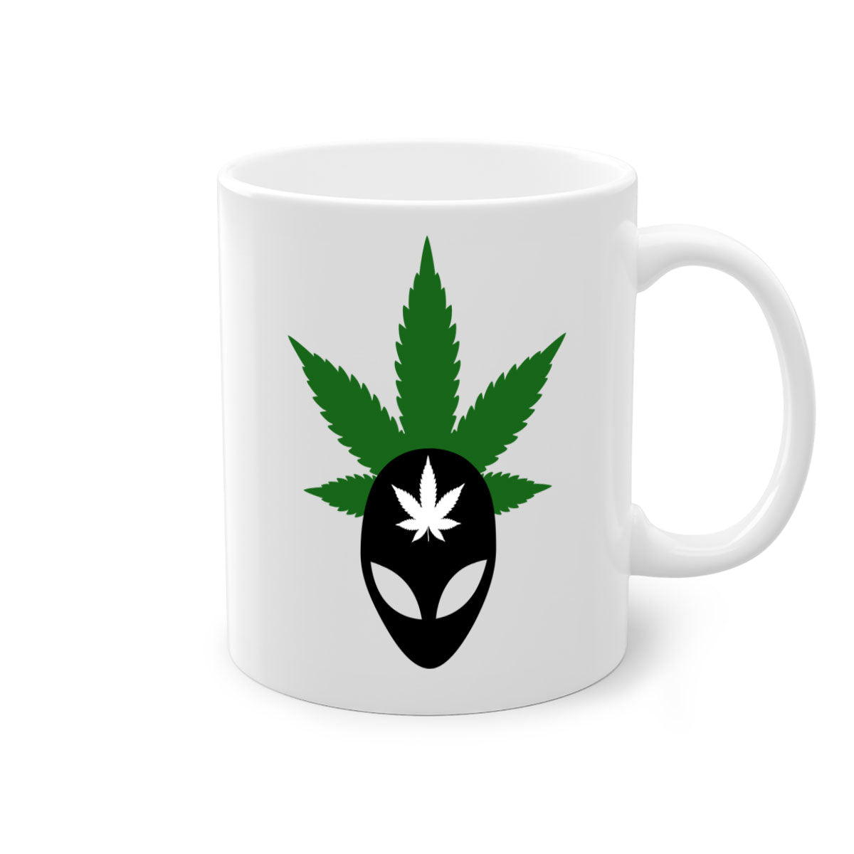 Alien Cannabis 11# Mug with colorful handle and glossy finish, available in multiple colors and sizes.