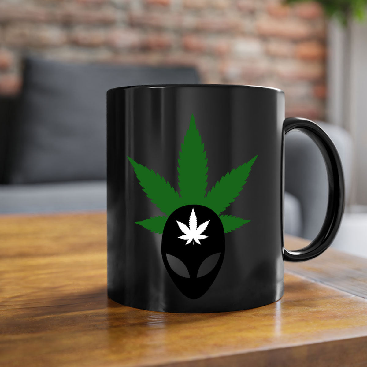 Alien Cannabis 11# Mug with colorful handle and glossy finish, available in multiple colors and sizes.
