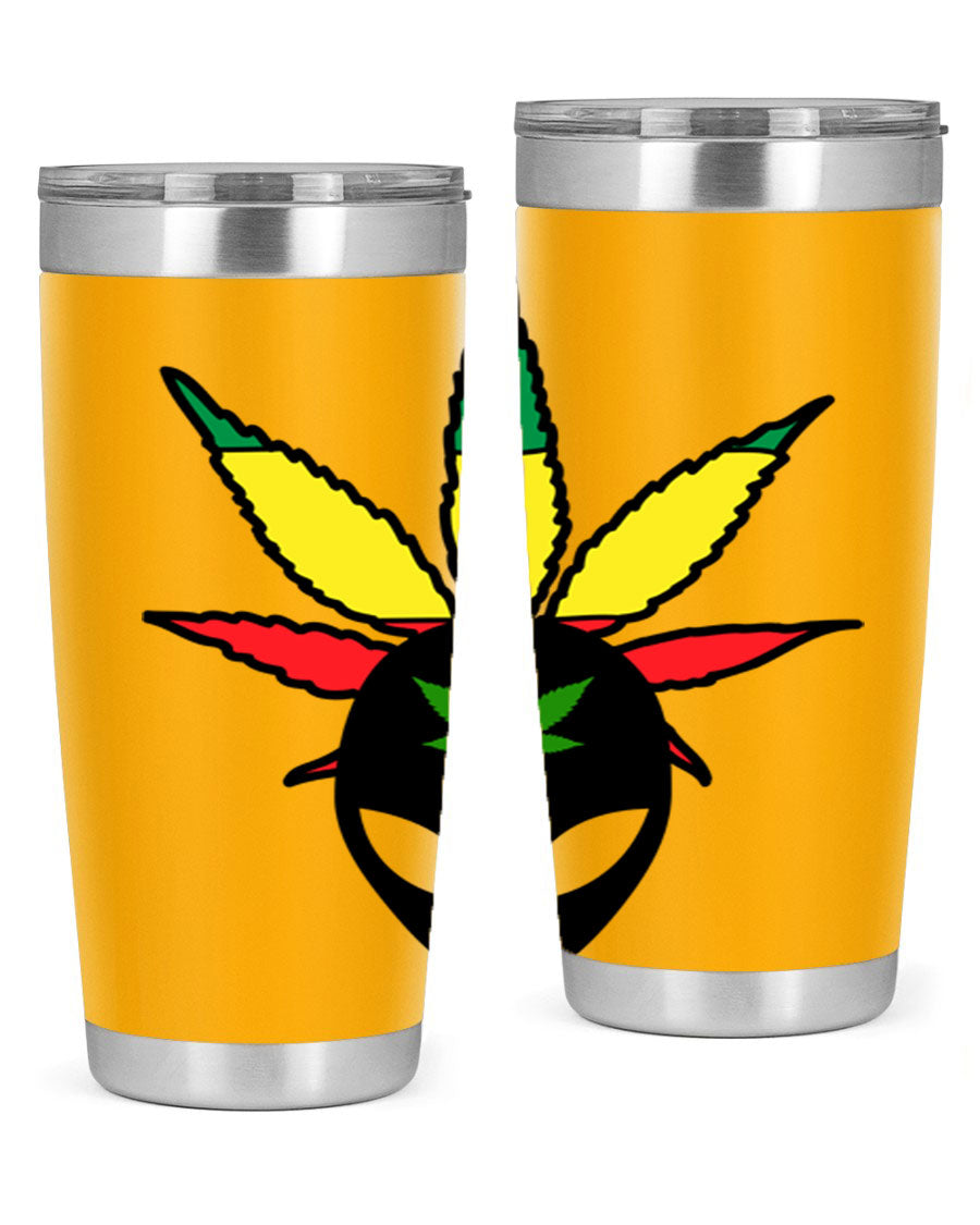 Alien Cannabis 10# Tumbler, a stylish 20oz double wall vacuum stainless steel drinkware with a copper lining and drink-thru lid.