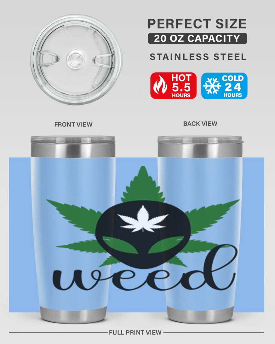 Alien Weed 12# Tumbler, a stylish 20oz double wall vacuum stainless steel drinkware with copper lining and a drink-thru lid.