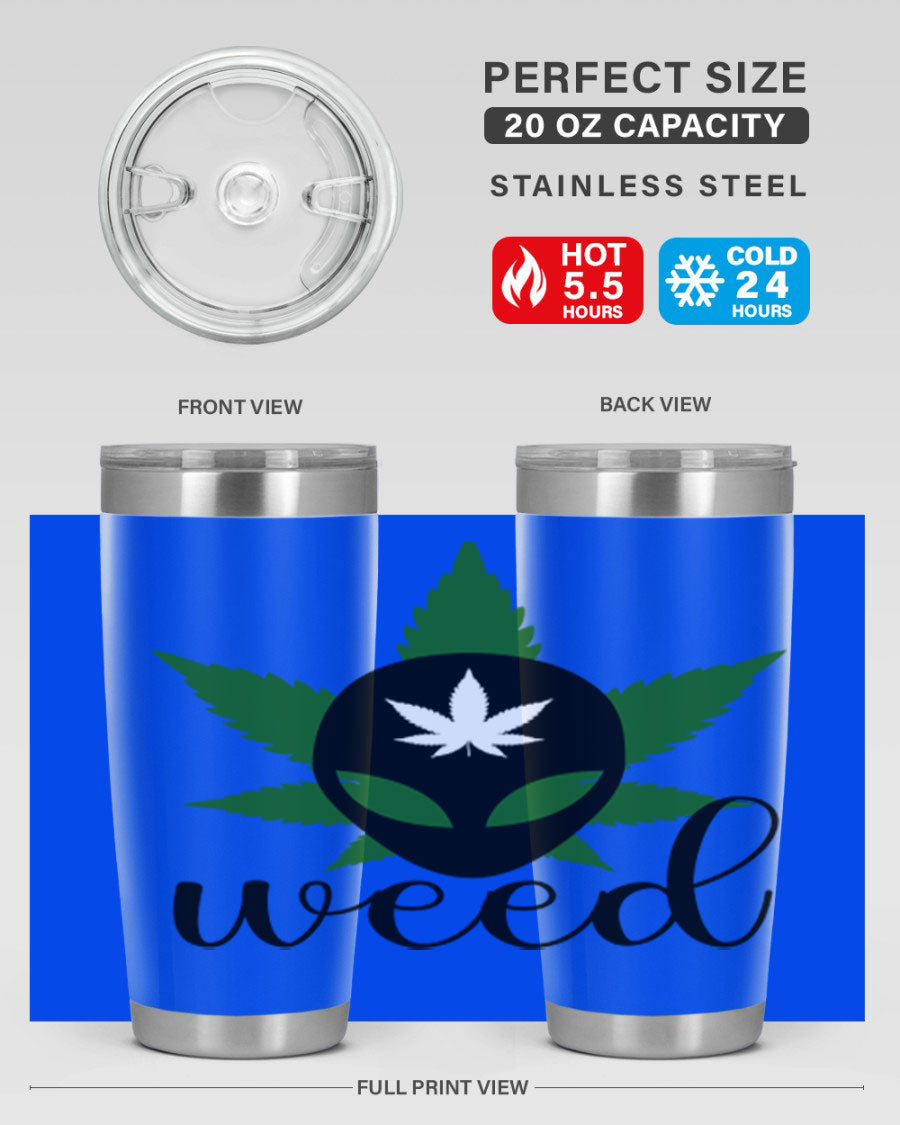 Alien Weed 12# Tumbler, a stylish 20oz double wall vacuum stainless steel drinkware with copper lining and a drink-thru lid.