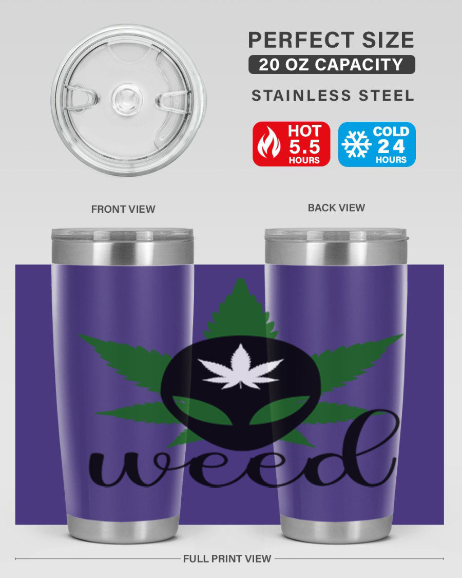 Alien Weed 12# Tumbler, a stylish 20oz double wall vacuum stainless steel drinkware with copper lining and a drink-thru lid.