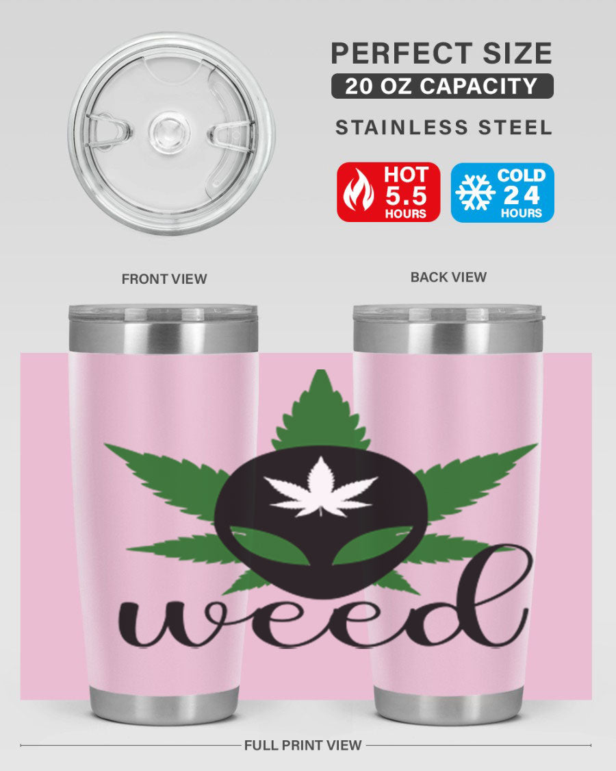 Alien Weed 12# Tumbler, a stylish 20oz double wall vacuum stainless steel drinkware with copper lining and a drink-thru lid.