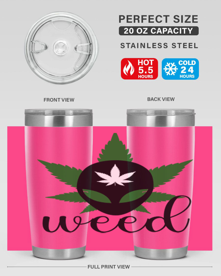 Alien Weed 12# Tumbler, a stylish 20oz double wall vacuum stainless steel drinkware with copper lining and a drink-thru lid.