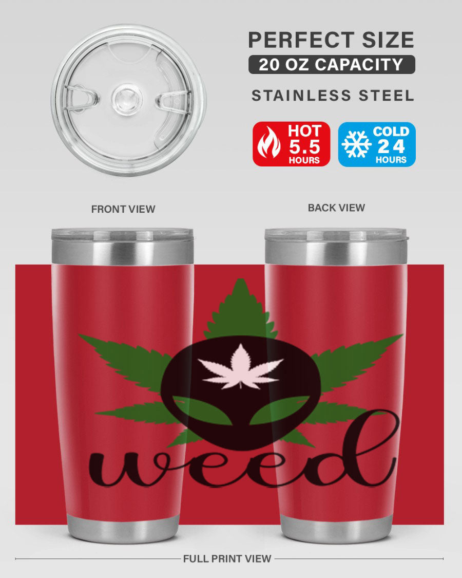 Alien Weed 12# Tumbler, a stylish 20oz double wall vacuum stainless steel drinkware with copper lining and a drink-thru lid.