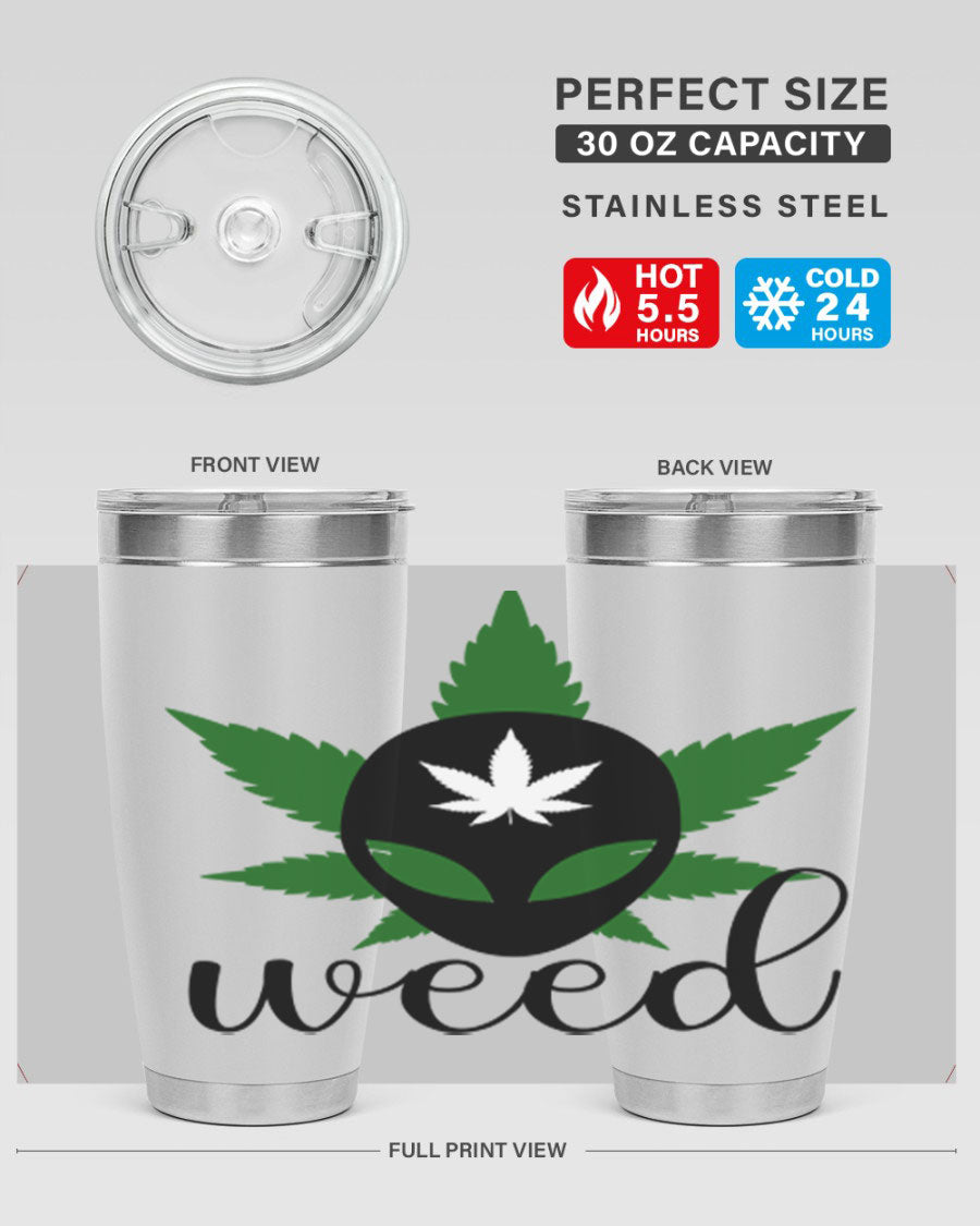 Alien Weed 12# Tumbler, a stylish 20oz double wall vacuum stainless steel drinkware with copper lining and a drink-thru lid.