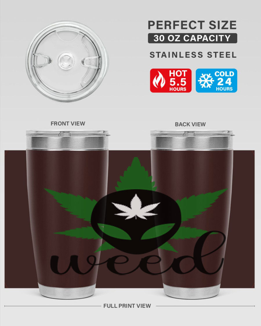Alien Weed 12# Tumbler, a stylish 20oz double wall vacuum stainless steel drinkware with copper lining and a drink-thru lid.