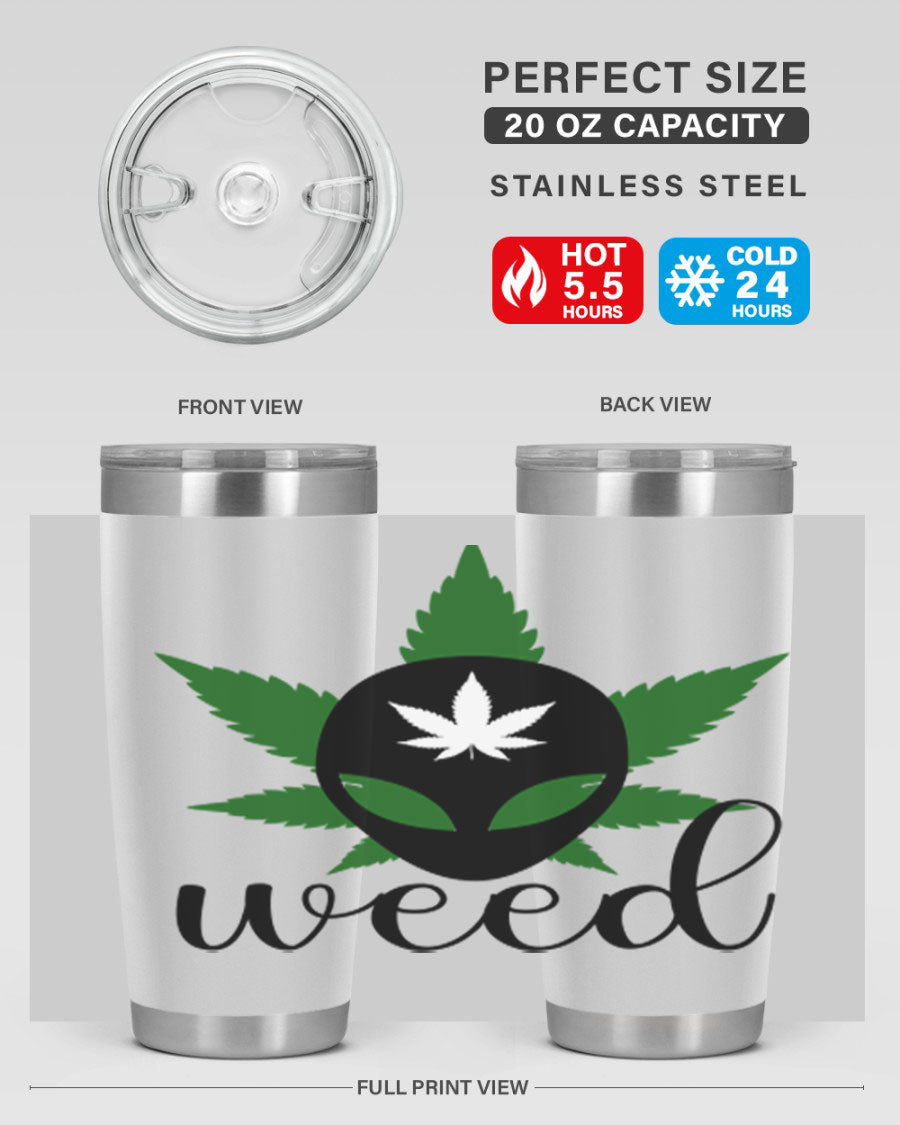 Alien Weed 12# Tumbler, a stylish 20oz double wall vacuum stainless steel drinkware with copper lining and a drink-thru lid.