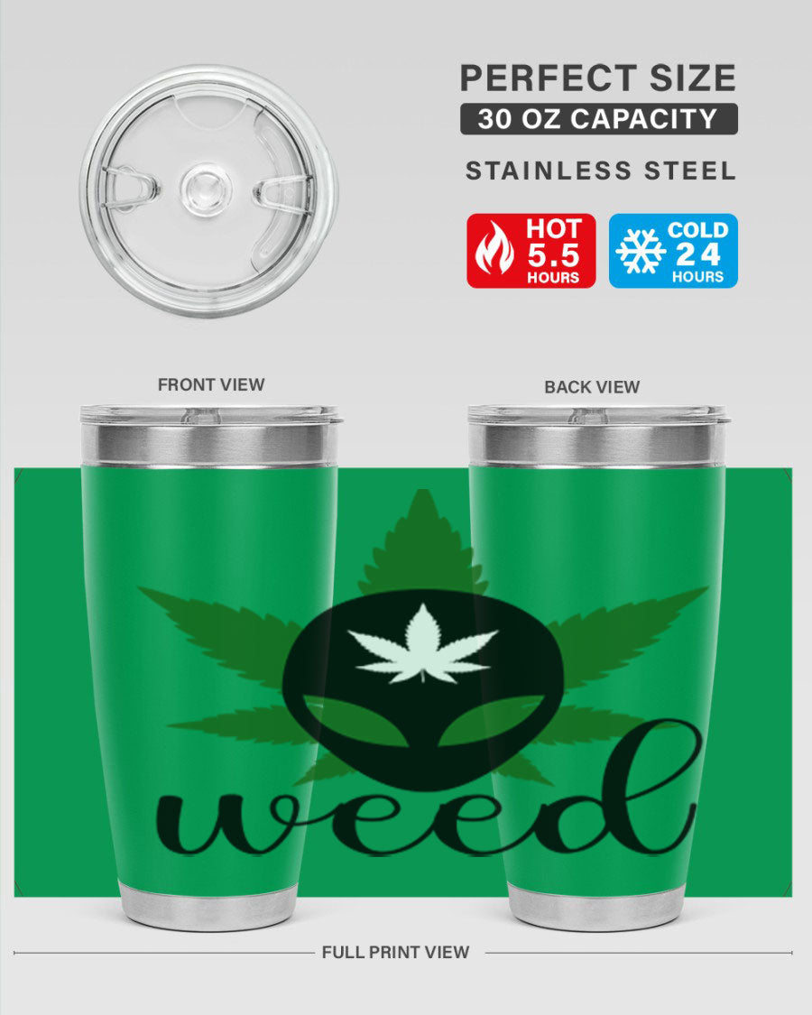 Alien Weed 12# Tumbler, a stylish 20oz double wall vacuum stainless steel drinkware with copper lining and a drink-thru lid.