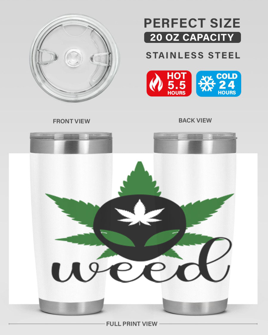 Alien Weed 12# Tumbler, a stylish 20oz double wall vacuum stainless steel drinkware with copper lining and a drink-thru lid.