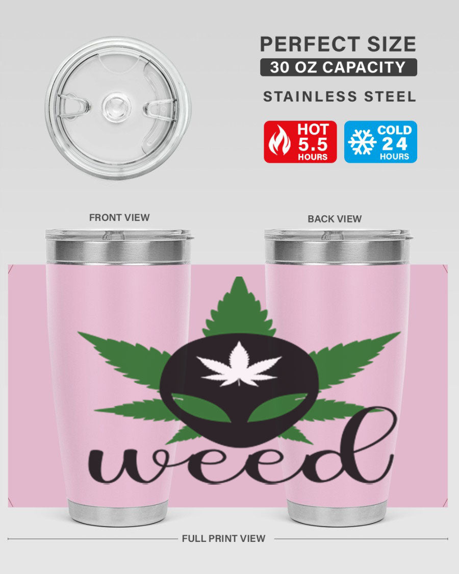Alien Weed 12# Tumbler, a stylish 20oz double wall vacuum stainless steel drinkware with copper lining and a drink-thru lid.