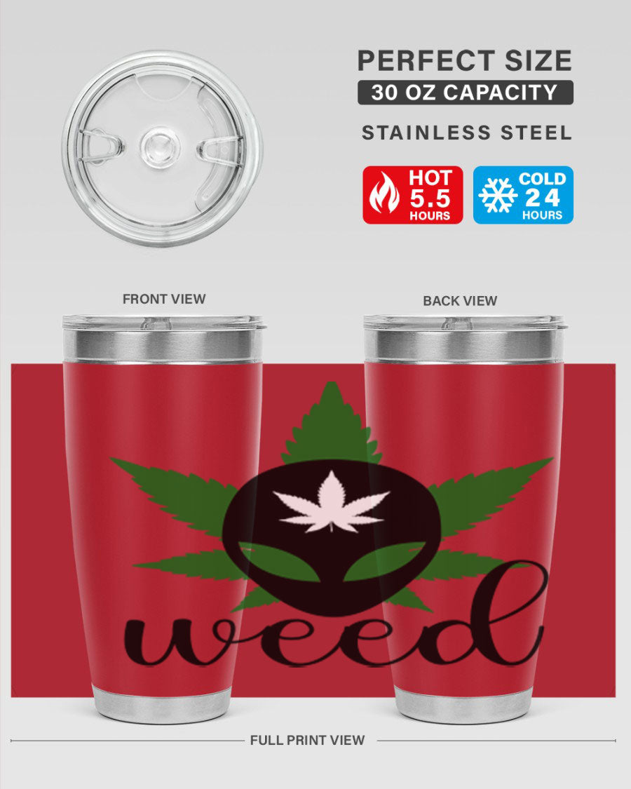 Alien Weed 12# Tumbler, a stylish 20oz double wall vacuum stainless steel drinkware with copper lining and a drink-thru lid.