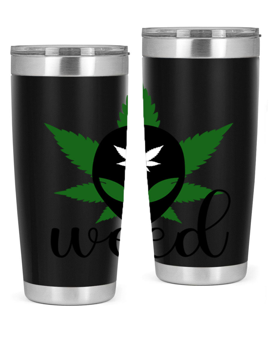 Alien Weed 12# Tumbler, a stylish 20oz double wall vacuum stainless steel drinkware with copper lining and a drink-thru lid.