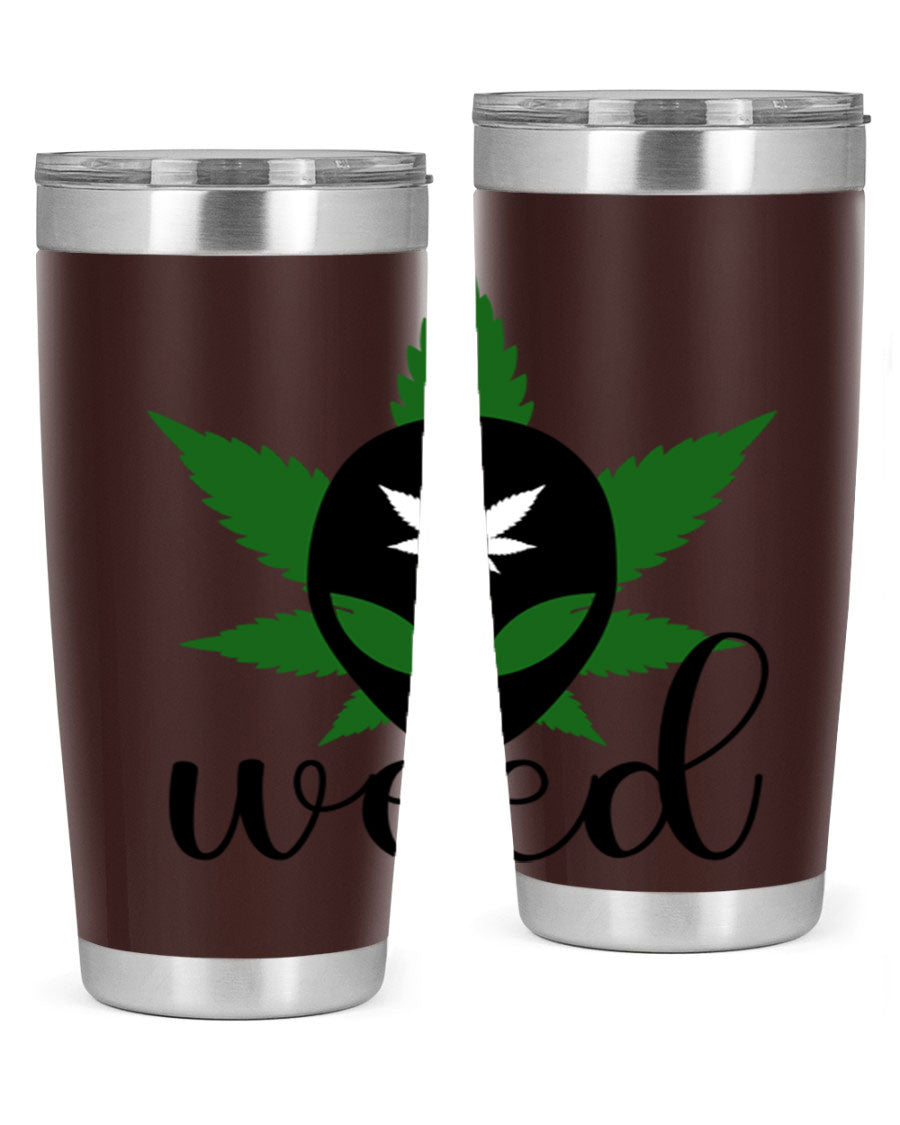 Alien Weed 12# Tumbler, a stylish 20oz double wall vacuum stainless steel drinkware with copper lining and a drink-thru lid.