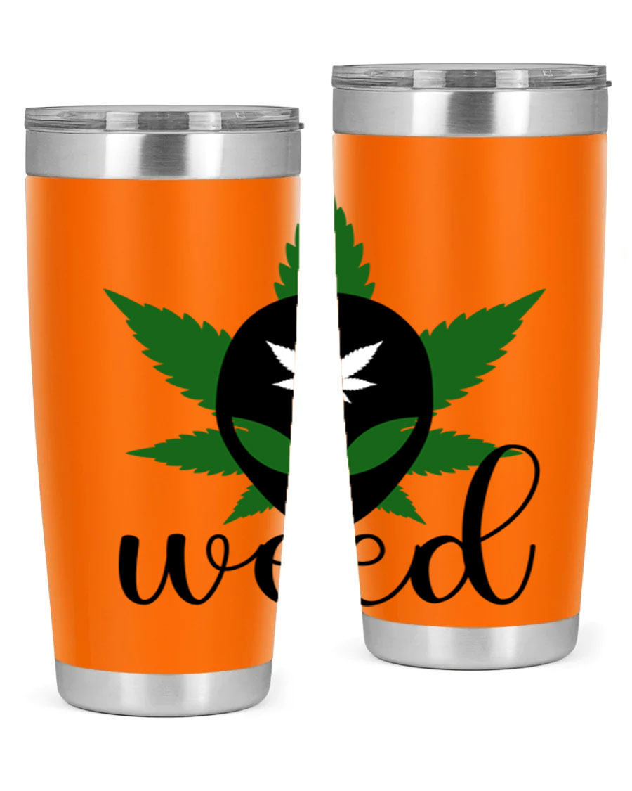 Alien Weed 12# Tumbler, a stylish 20oz double wall vacuum stainless steel drinkware with copper lining and a drink-thru lid.