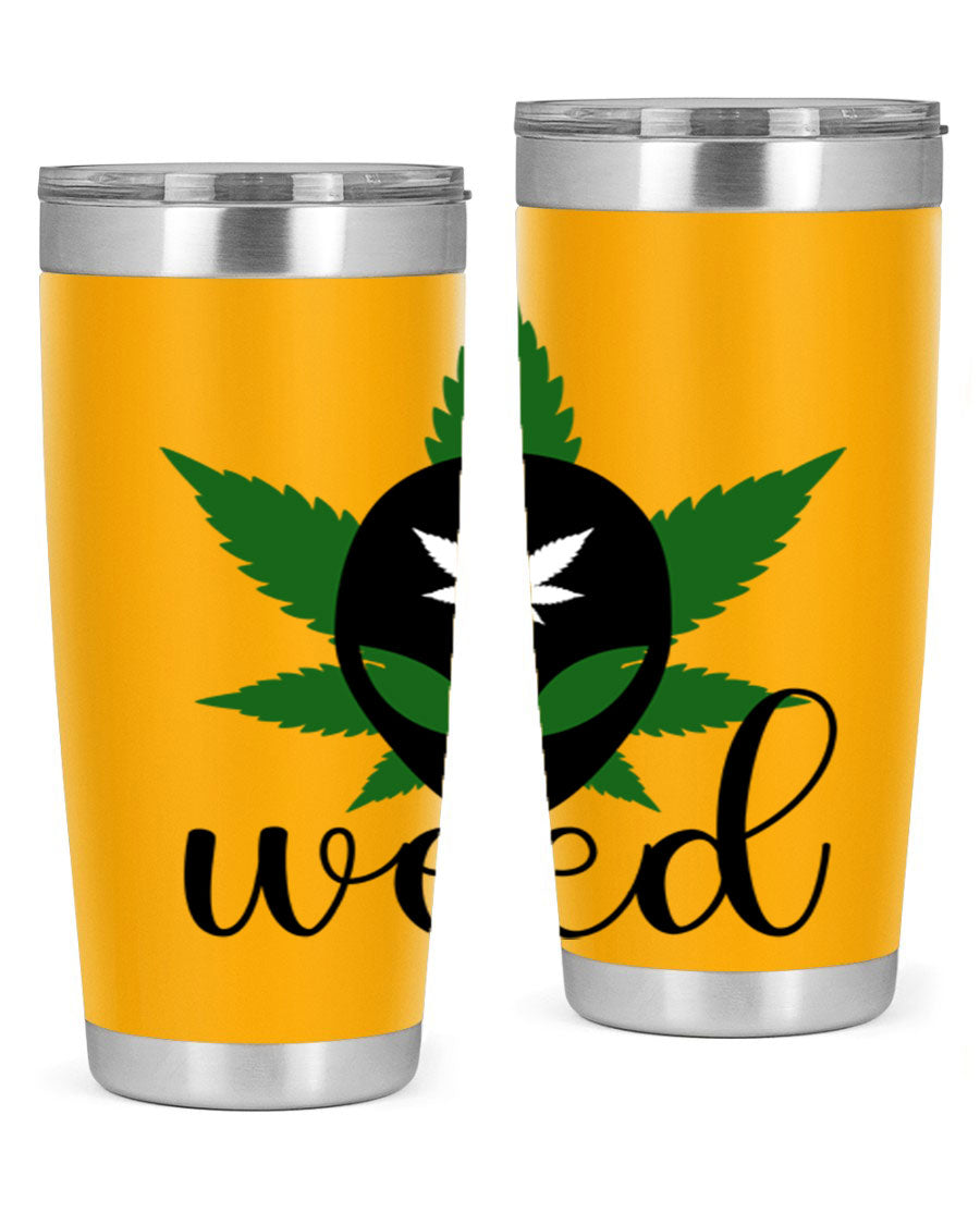 Alien Weed 12# Tumbler, a stylish 20oz double wall vacuum stainless steel drinkware with copper lining and a drink-thru lid.
