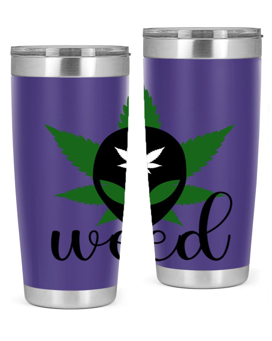 Alien Weed 12# Tumbler, a stylish 20oz double wall vacuum stainless steel drinkware with copper lining and a drink-thru lid.