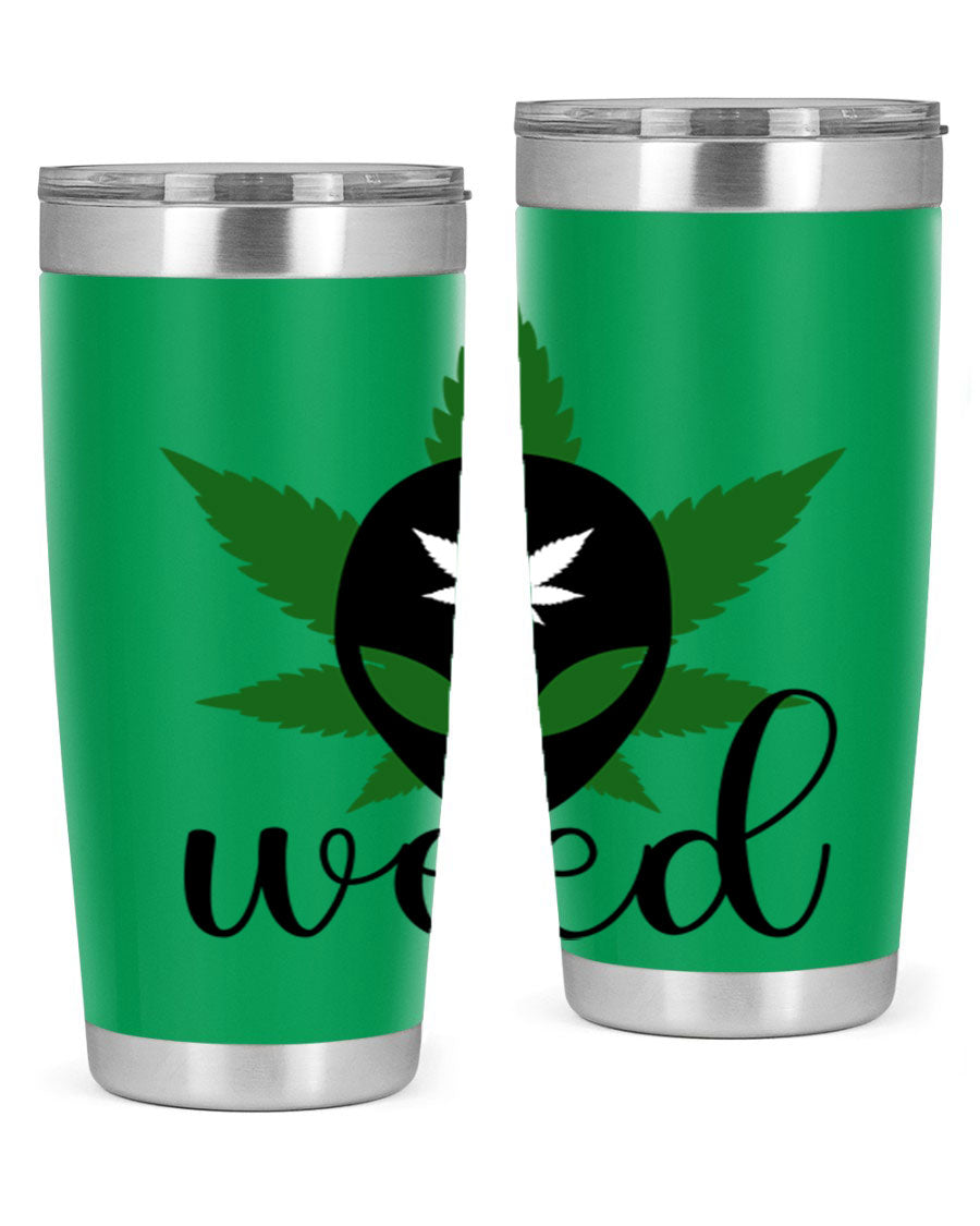 Alien Weed 12# Tumbler, a stylish 20oz double wall vacuum stainless steel drinkware with copper lining and a drink-thru lid.
