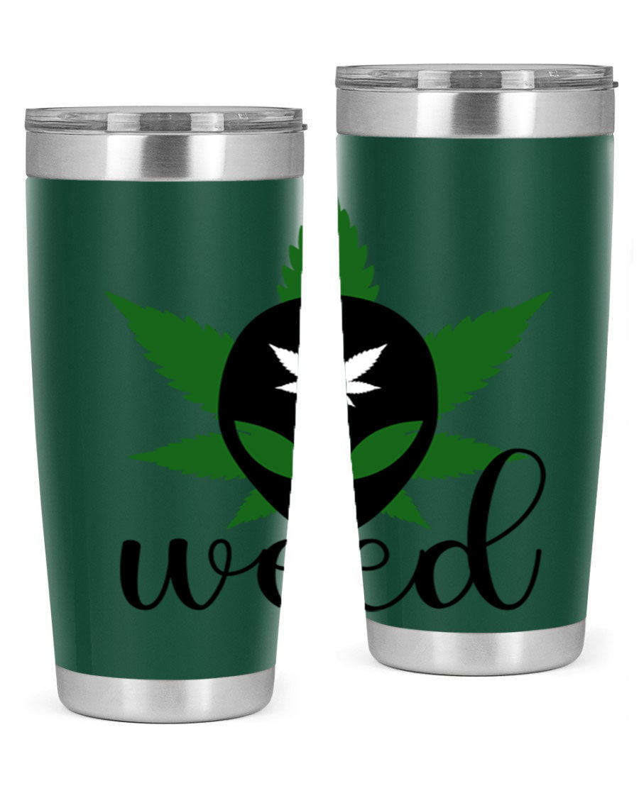 Alien Weed 12# Tumbler, a stylish 20oz double wall vacuum stainless steel drinkware with copper lining and a drink-thru lid.