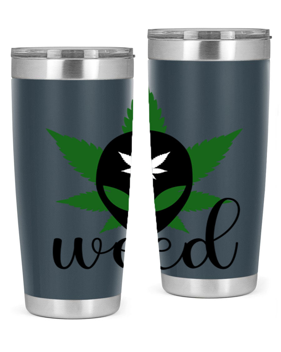 Alien Weed 12# Tumbler, a stylish 20oz double wall vacuum stainless steel drinkware with copper lining and a drink-thru lid.