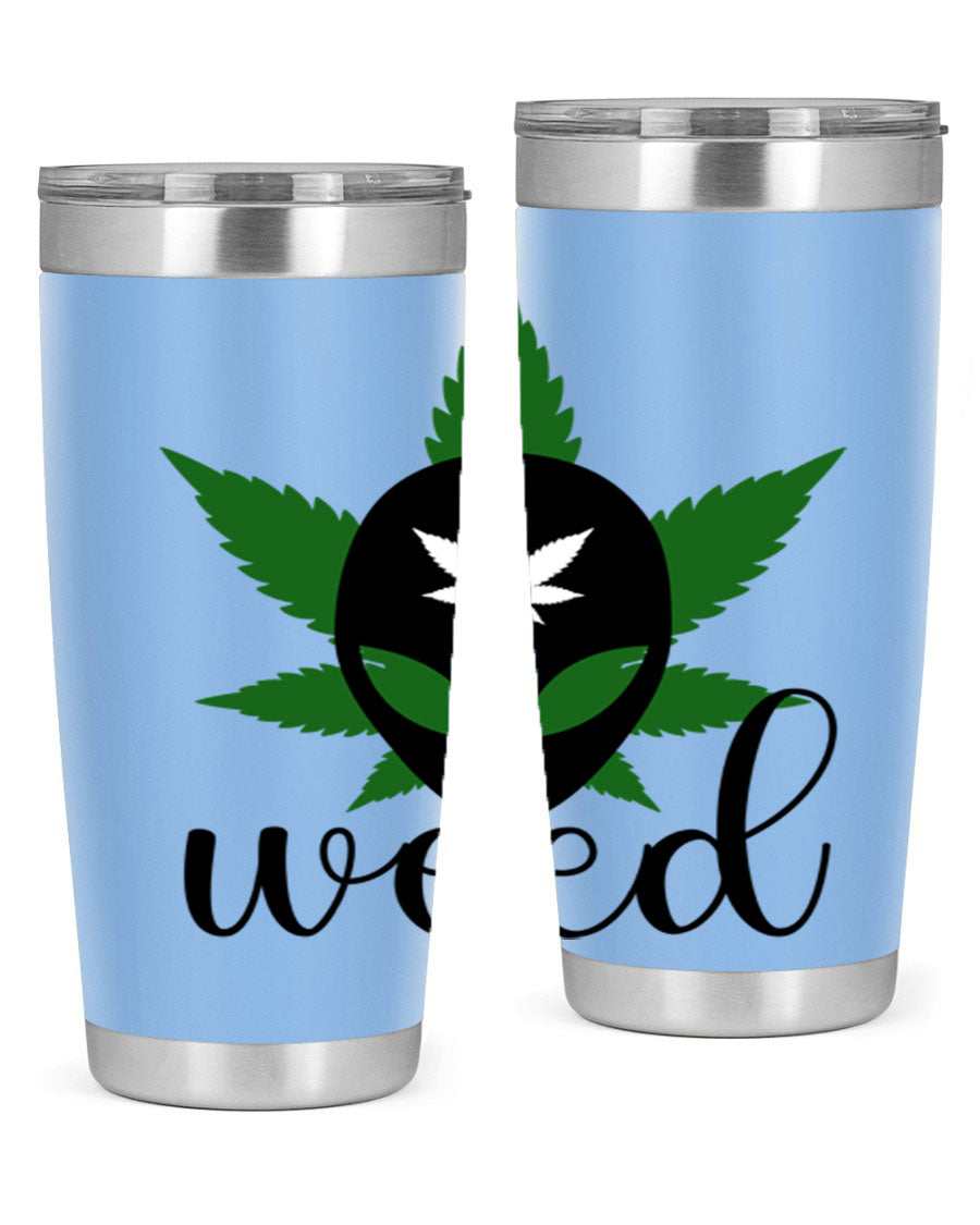 Alien Weed 12# Tumbler, a stylish 20oz double wall vacuum stainless steel drinkware with copper lining and a drink-thru lid.