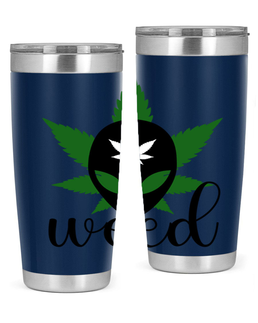 Alien Weed 12# Tumbler, a stylish 20oz double wall vacuum stainless steel drinkware with copper lining and a drink-thru lid.
