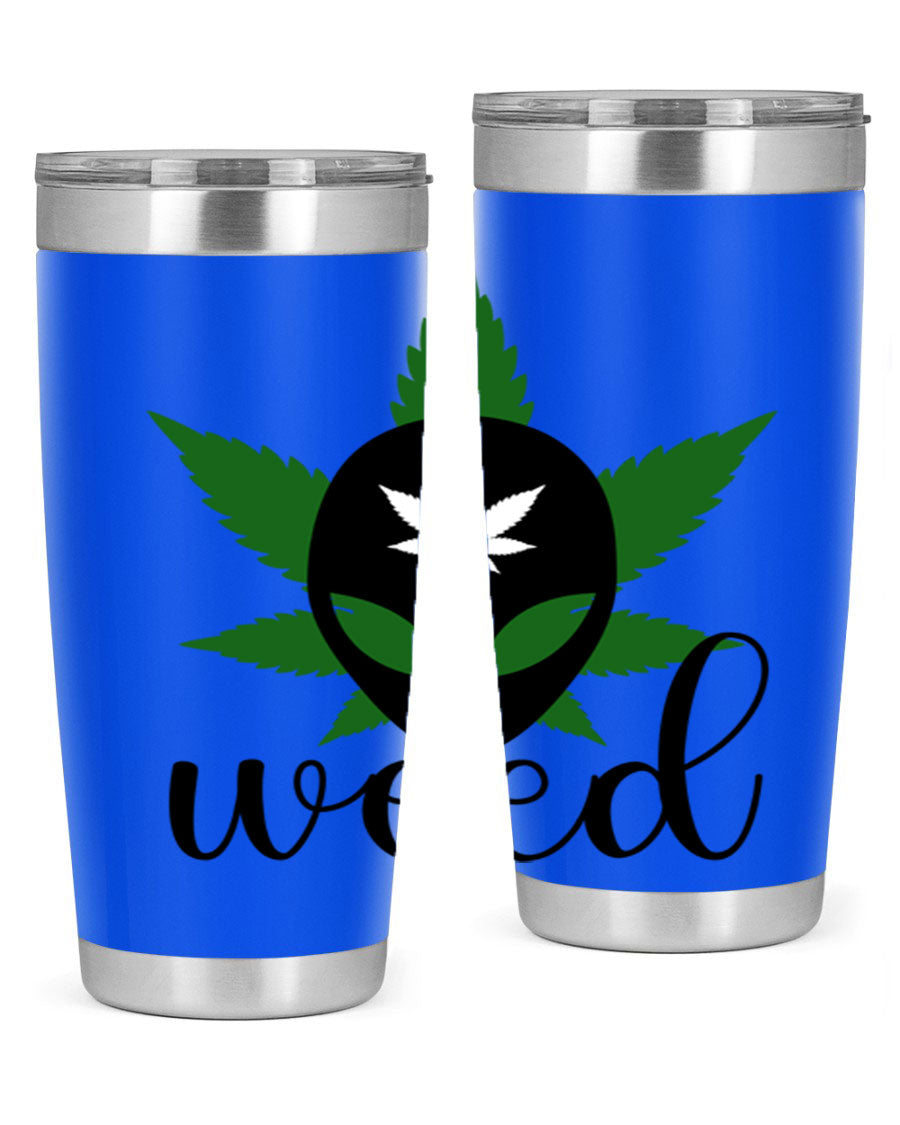 Alien Weed 12# Tumbler, a stylish 20oz double wall vacuum stainless steel drinkware with copper lining and a drink-thru lid.