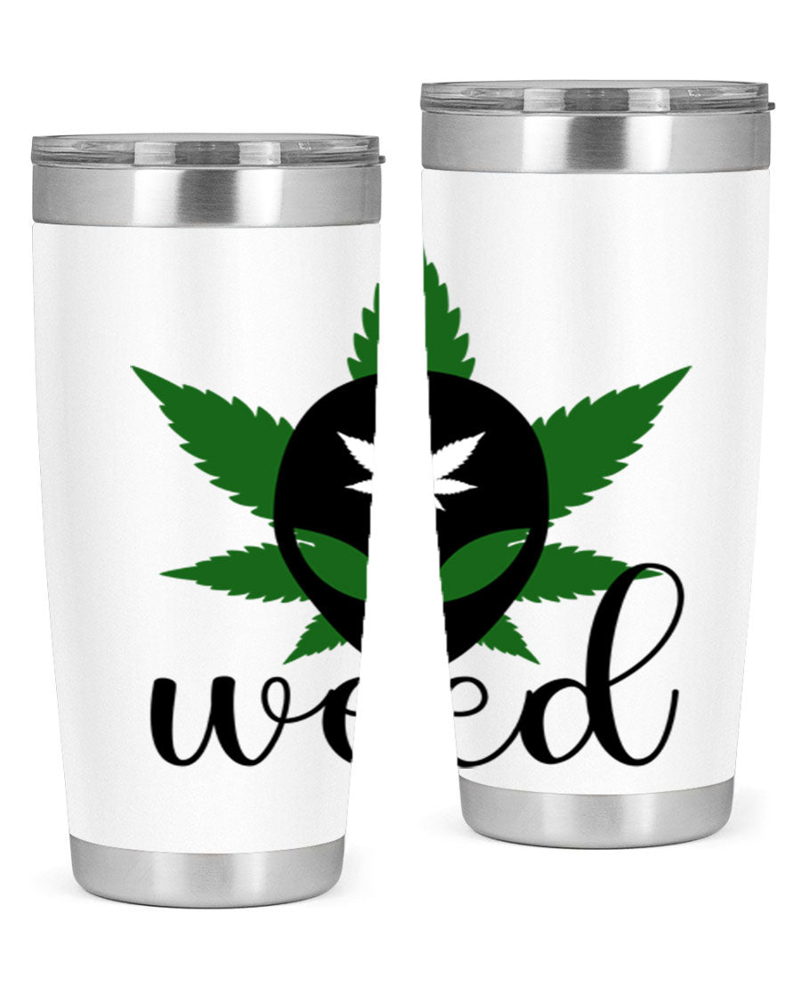 Alien Weed 12# Tumbler, a stylish 20oz double wall vacuum stainless steel drinkware with copper lining and a drink-thru lid.