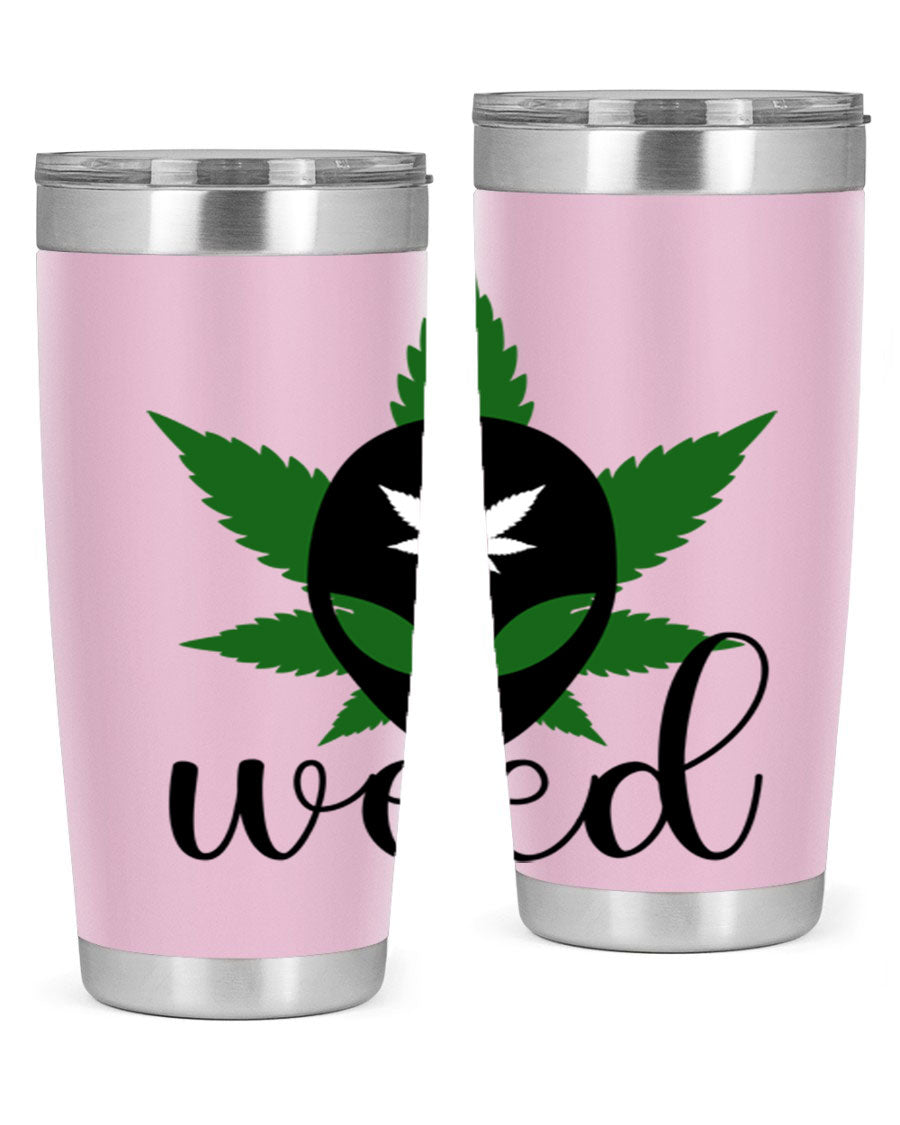 Alien Weed 12# Tumbler, a stylish 20oz double wall vacuum stainless steel drinkware with copper lining and a drink-thru lid.