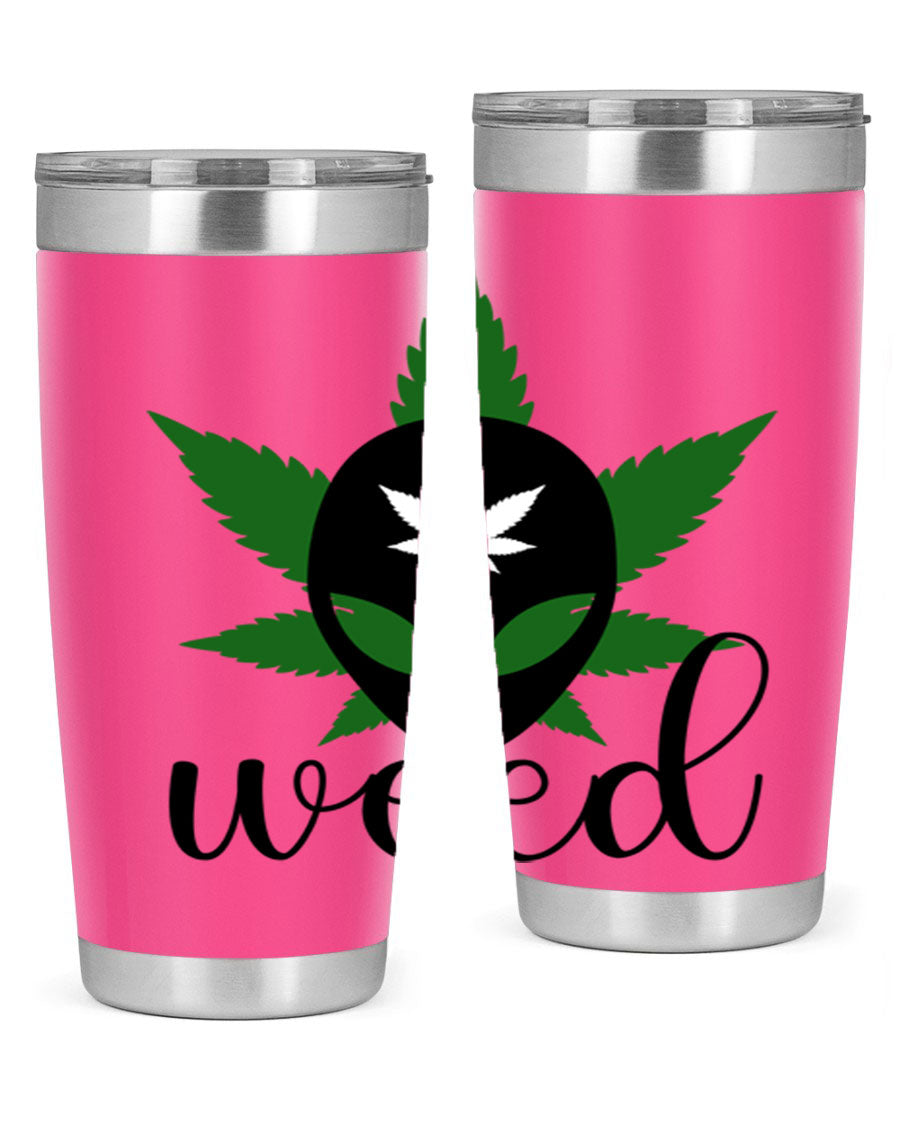 Alien Weed 12# Tumbler, a stylish 20oz double wall vacuum stainless steel drinkware with copper lining and a drink-thru lid.