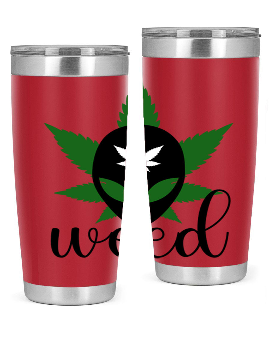 Alien Weed 12# Tumbler, a stylish 20oz double wall vacuum stainless steel drinkware with copper lining and a drink-thru lid.