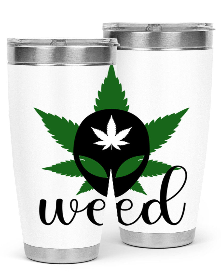 Alien Weed 12# Tumbler, a stylish 20oz double wall vacuum stainless steel drinkware with copper lining and a drink-thru lid.