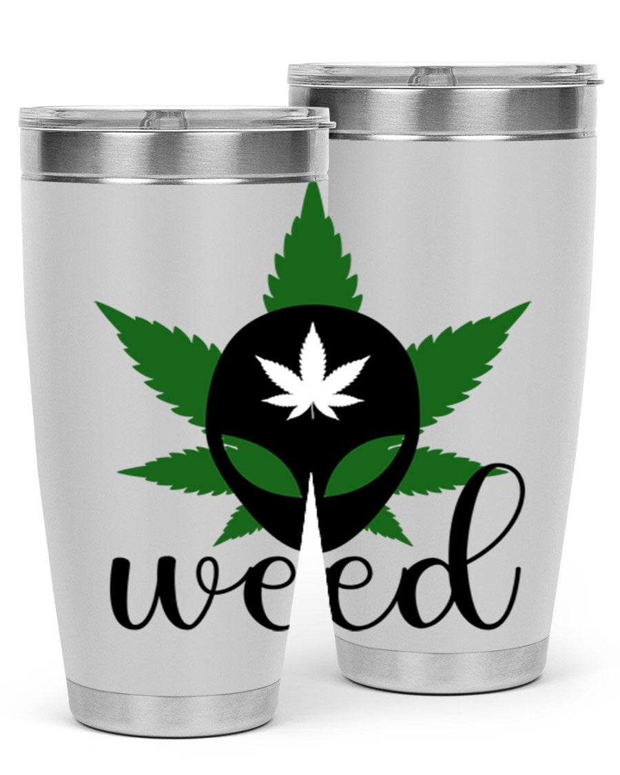 Alien Weed 12# Tumbler, a stylish 20oz double wall vacuum stainless steel drinkware with copper lining and a drink-thru lid.