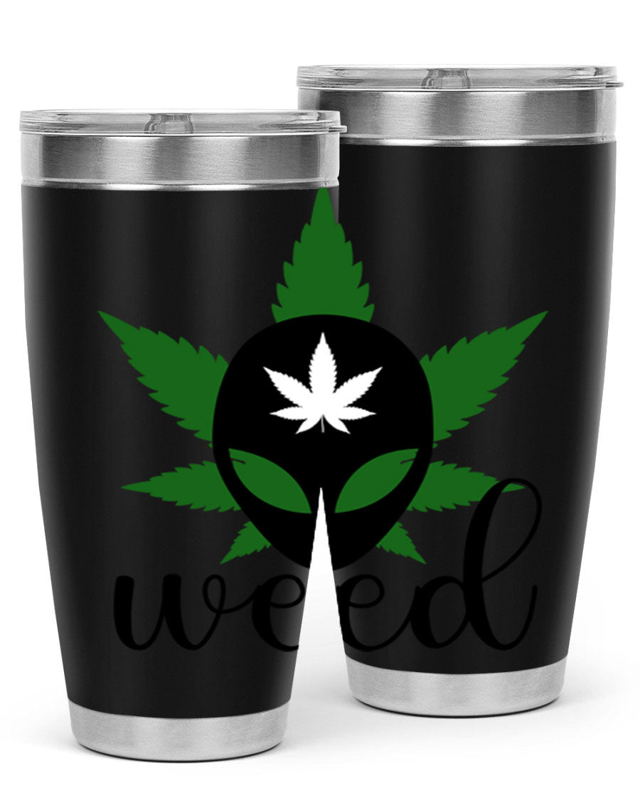 Alien Weed 12# Tumbler, a stylish 20oz double wall vacuum stainless steel drinkware with copper lining and a drink-thru lid.