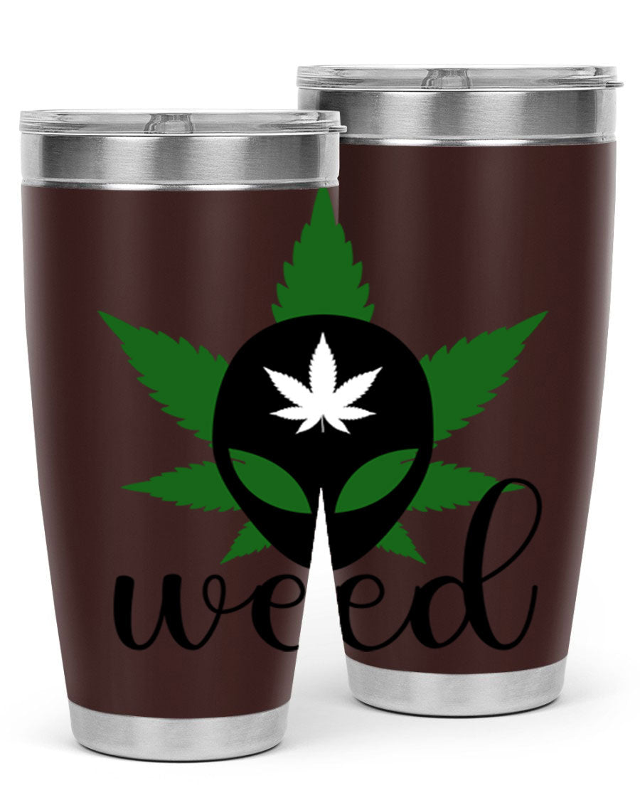 Alien Weed 12# Tumbler, a stylish 20oz double wall vacuum stainless steel drinkware with copper lining and a drink-thru lid.