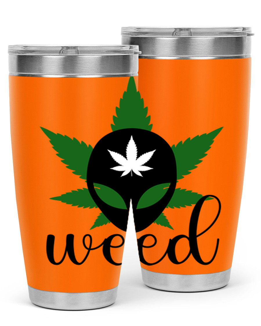 Alien Weed 12# Tumbler, a stylish 20oz double wall vacuum stainless steel drinkware with copper lining and a drink-thru lid.