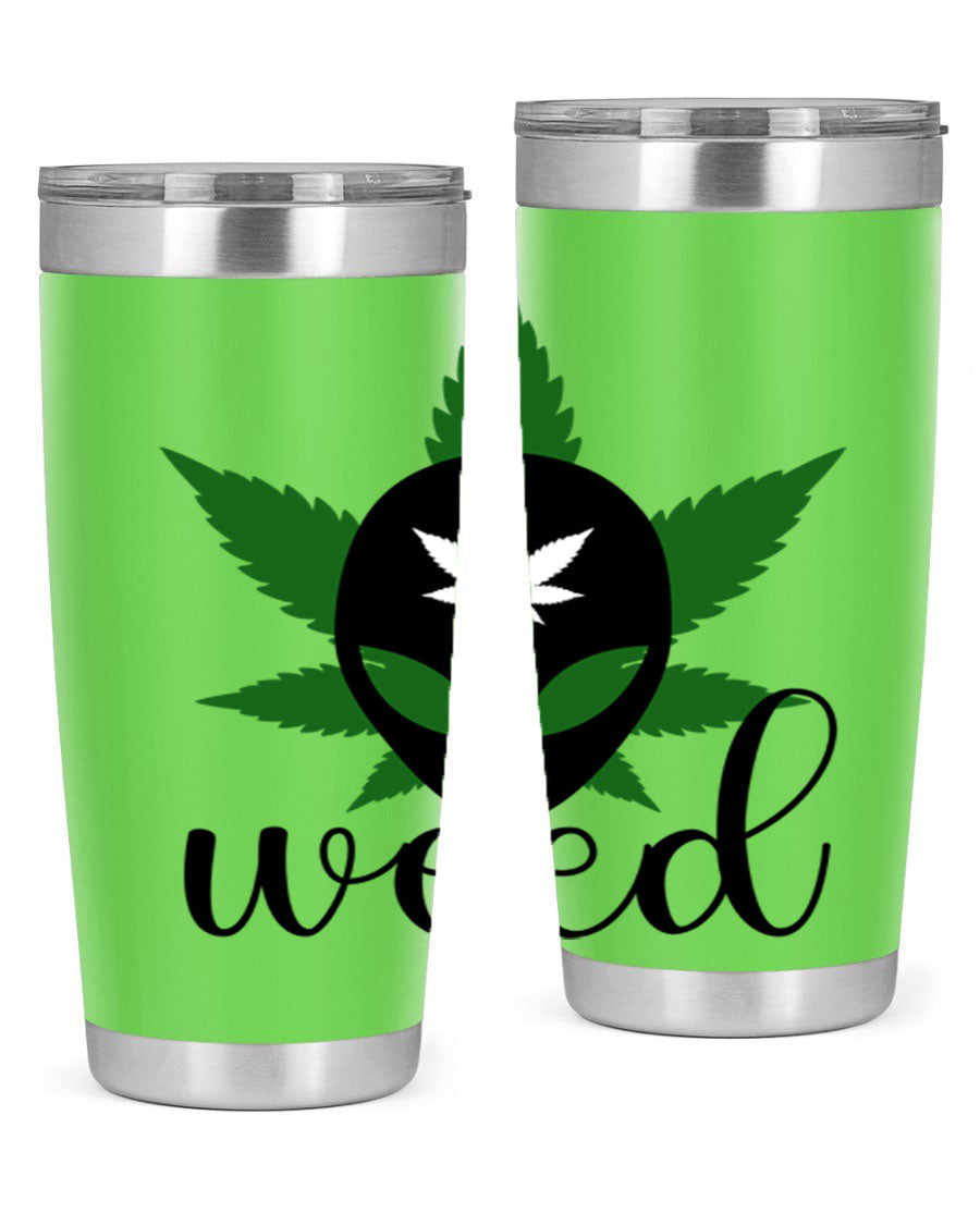 Alien Weed 12# Tumbler, a stylish 20oz double wall vacuum stainless steel drinkware with copper lining and a drink-thru lid.