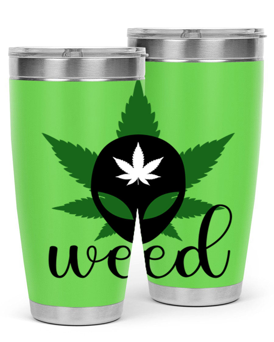 Alien Weed 12# Tumbler, a stylish 20oz double wall vacuum stainless steel drinkware with copper lining and a drink-thru lid.