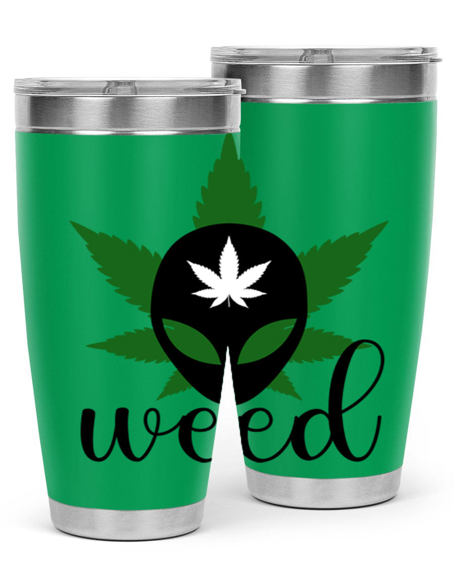 Alien Weed 12# Tumbler, a stylish 20oz double wall vacuum stainless steel drinkware with copper lining and a drink-thru lid.