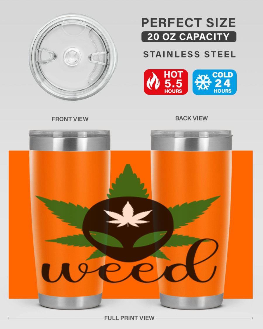 Alien Weed 12# Tumbler, a stylish 20oz double wall vacuum stainless steel drinkware with copper lining and a drink-thru lid.